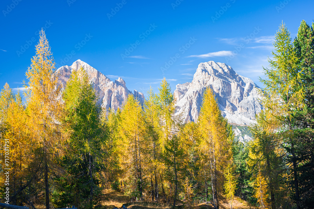 Mountain peaks in an autumn scenery near Cortina d´Ampezzo, Italy