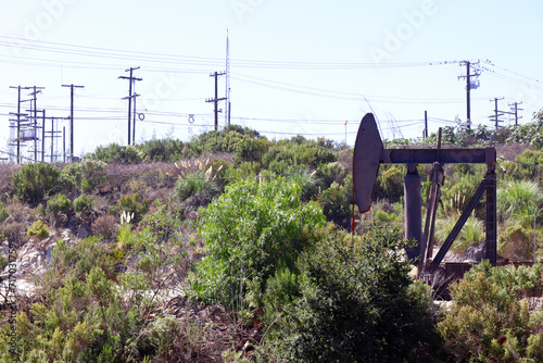 The Inglewood Oil Field pumpjack located in the Baldwin Hills, Los Angeles, California