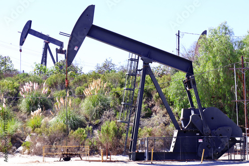 The Inglewood Oil Field pumpjack located in the Baldwin Hills, Los Angeles, California