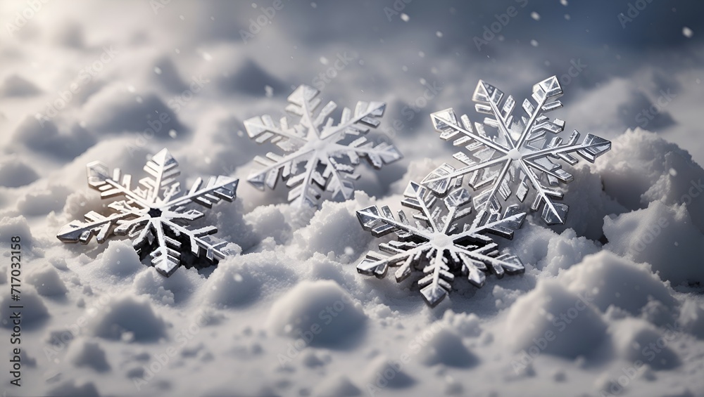 3d snowflake in white background for design. Christmas background.