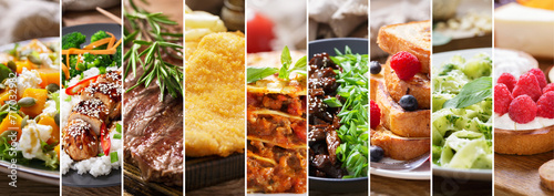 food collage of various meals photo