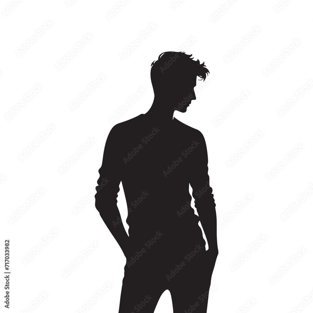Ethereal Stature: Silhouetted Standing Person Series Conjuring the Otherworldly Presence of Graceful Uprightness - Standing Person Illustration - Standing Vector - Stand Silhouette
