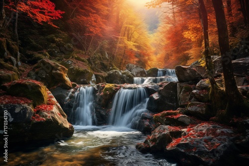 A nature waterfall forest beauty, cascade landscape © Rafiqul
