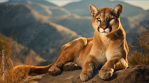 Mountain Lion sitting on a rock