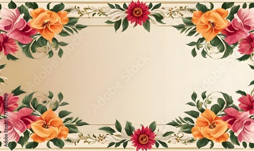 Wallpaper Mural Vintage greeting card with flowers on beige background. Empty space Wedding invitation cards. Valentine's Day, Mother Day, birthday or anniversary greeting card Torontodigital.ca