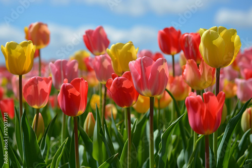 Field of colorful tulips