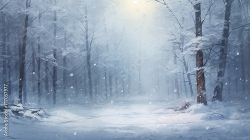 Winter forest. Winter landscape with trees and snow. Christmas background. © Digital Waves