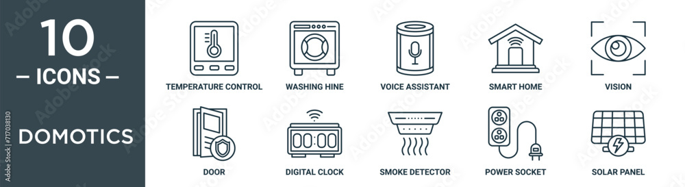 domotics outline icon set includes thin line temperature control ...