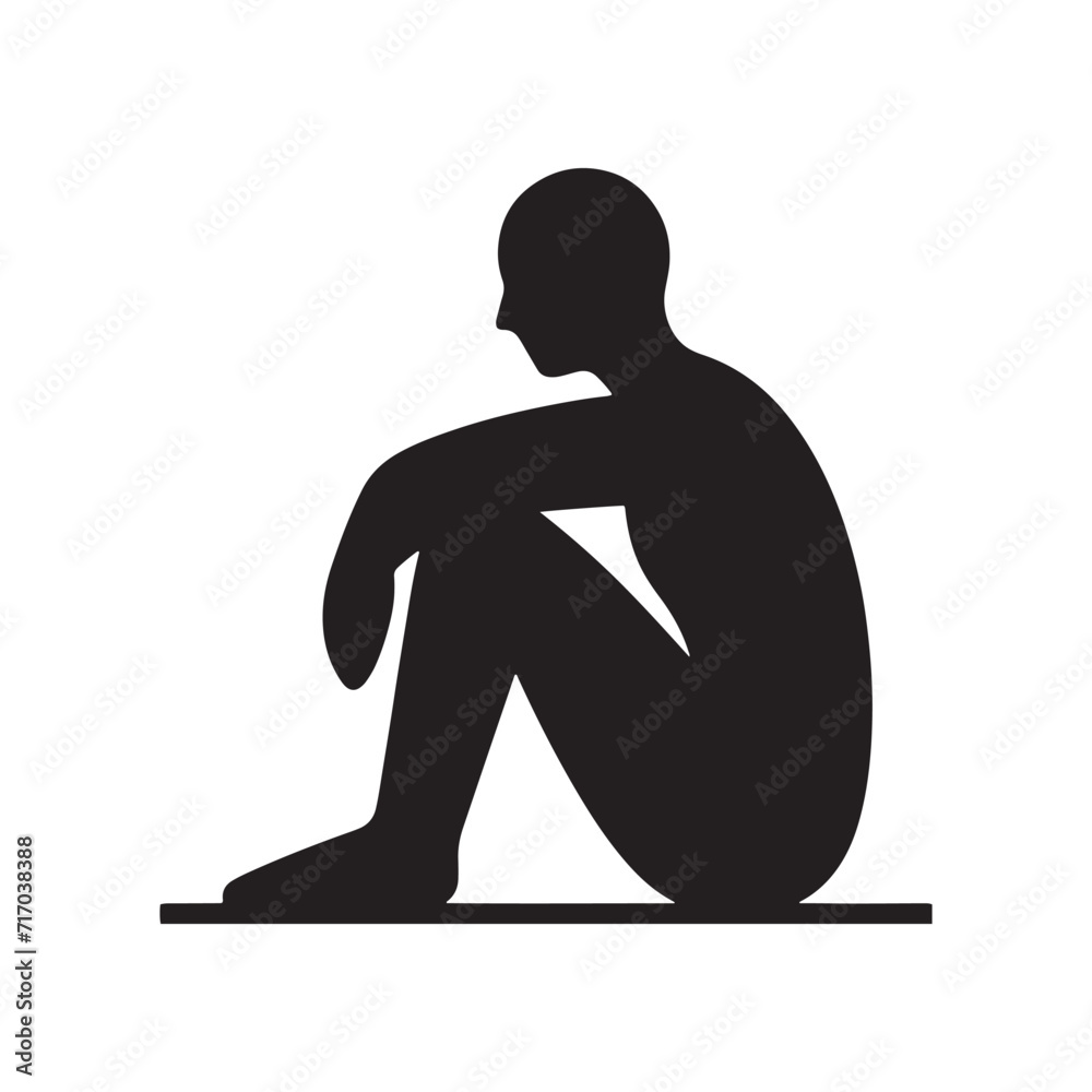 Silent Reflections: A Collection of Sitting Person Silhouettes Inviting Quiet Contemplation - Sitting Illustration - Sitting Person Vector
