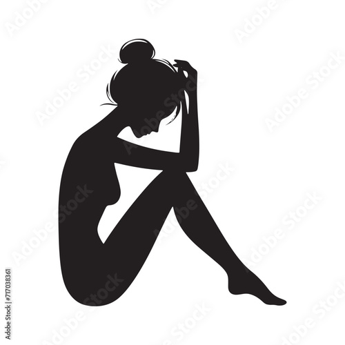 Inner Harmony: A Symphony of Sitting Person Silhouettes Expressing the Inner Balance of Tranquility - Sitting Person Illustration - Sitting Vector - Sitting Silhouette
