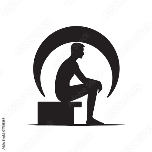 Ethereal Serenity: Sitting Person Silhouette Set Radiating an Aura of Peaceful Stillness - Sitting Illustration - Sitting Person Vector
