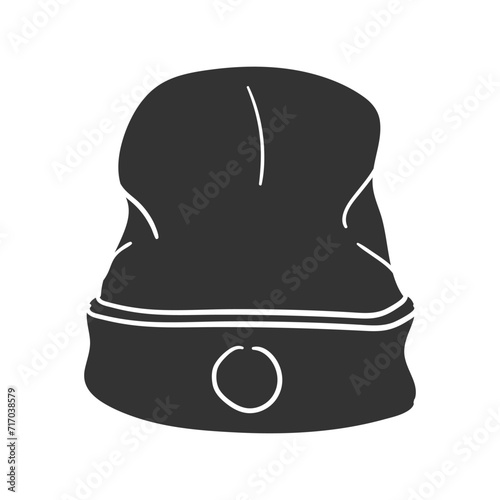 Knit Hat Icon Silhouette Illustration. Accessory Vector Graphic Pictogram Symbol Clip Art. Doodle Sketch Black Sign.