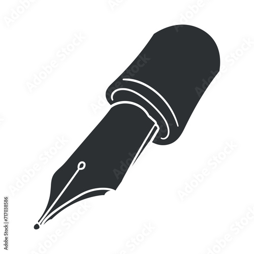 Pen Icon Silhouette Illustration. Writing Vector Graphic Pictogram Symbol Clip Art. Doodle Sketch Black Sign.