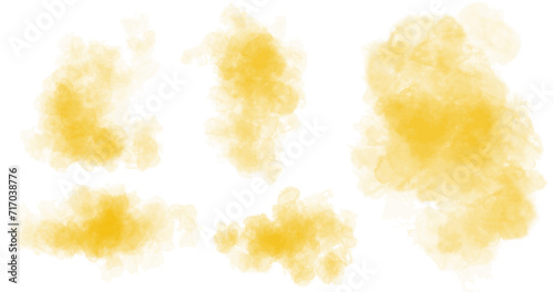 Hand drawn yellow watercolor splash set. Vector elements isolated on white  photo
