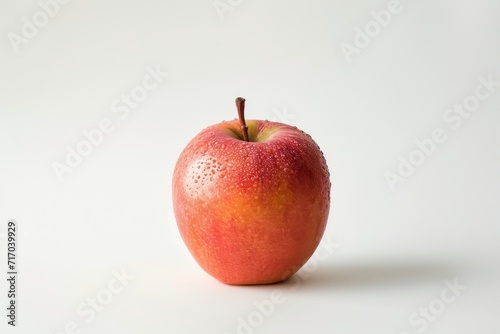 A single, brightly colored apple on a plain white background, emphasizing simplicity and color contrast
