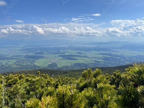 View from the mountain over the countryside, Babia Góra National Park (Babiogórski Park Narodowy)