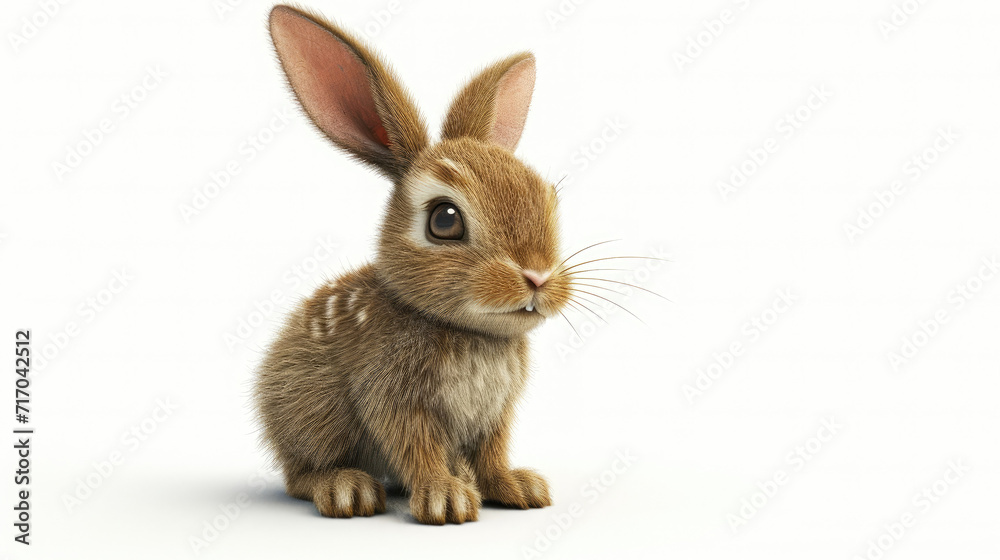 Curious Young Rabbit on White Curious Young Rabbit on White