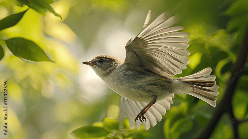 Obraz premium hickadee Soaring in Sunlit Forest