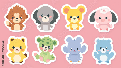 Cute sticker-style cartoon animals.