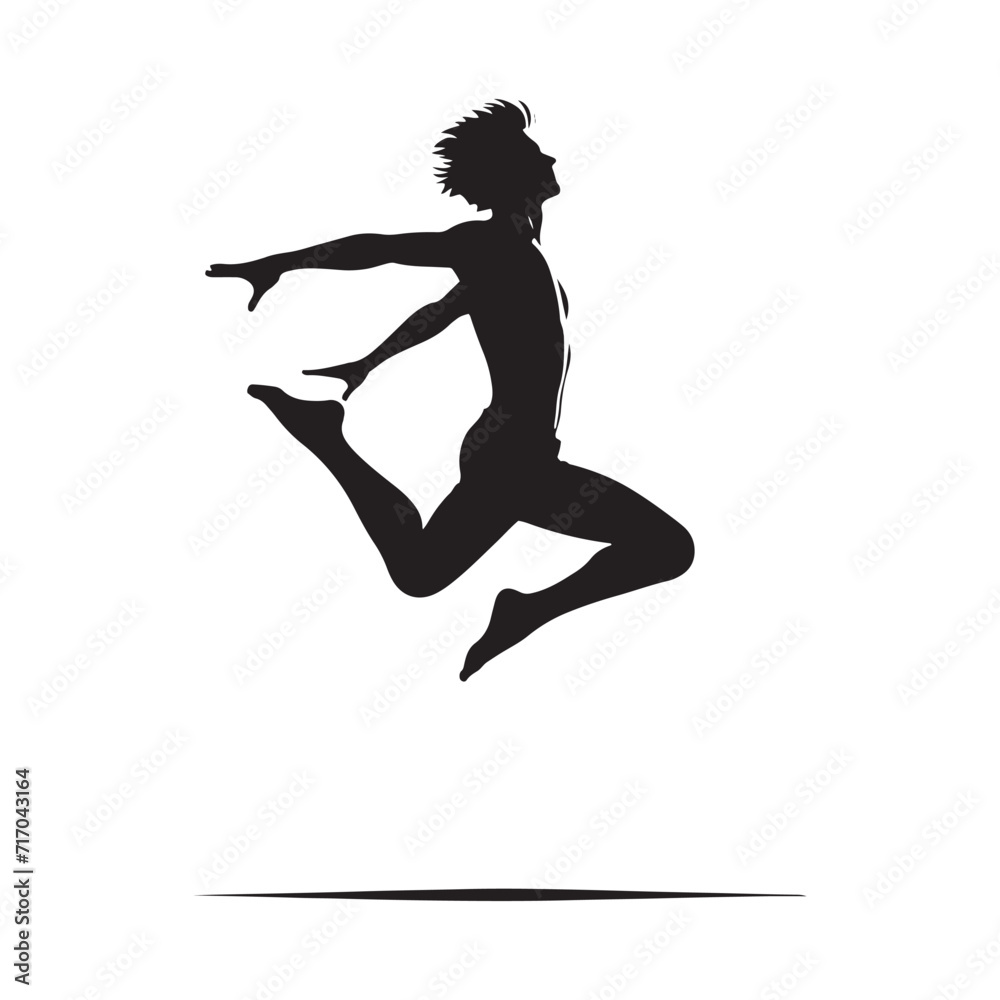 Aerial Rapture: Jumping Person Silhouettes Engulfed in the Blissful Rapture of Mid-Air Celebration - Jumping Person Illustration - Jumping Vector - Jumping Silhouette
