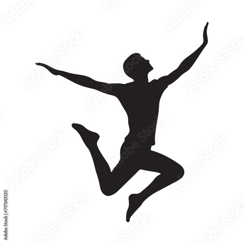 Radiant Ascendance: Jumping Person Silhouettes Ascending with Radiance in a Celebration of Euphoria - Jumping Illustration - Jumping Person Vector
