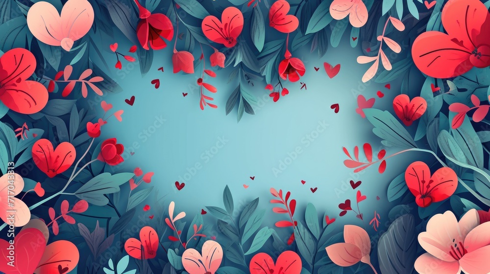 Valentine's day background with hearts and flowers. Valentine's day background with hearts and flowers.
