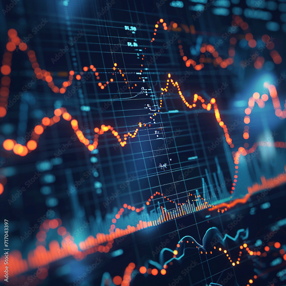 VUCA concept. Financial chart with fluctuating lines. shows instability in the world of finance and economic uncertainty. VUCA concept. Financial chart with fluctuating lines. shows instability in the world of finance and economic uncertainty.