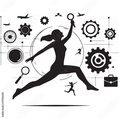 Soaring Euphoria: A Collection of Jumping Person Silhouettes Embodied in the Essence of Joyful Leaps - Jumping Person Illustration - Jumping Vector - Jumping Silhouette
