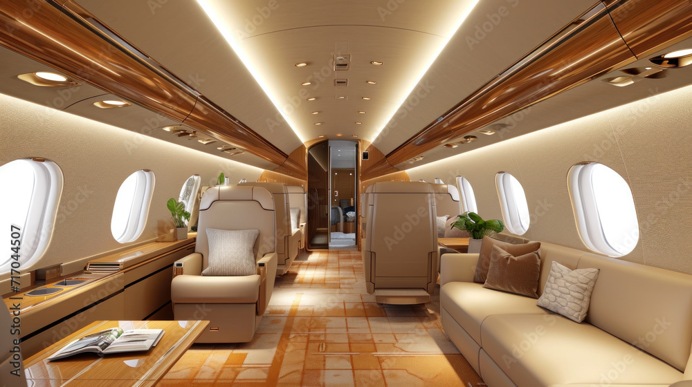Private luxury modern business Jet Interior Private luxury modern business Jet Interior