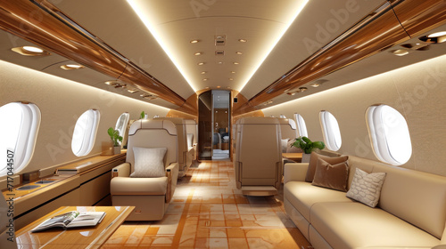 Private luxury modern business Jet Interior
