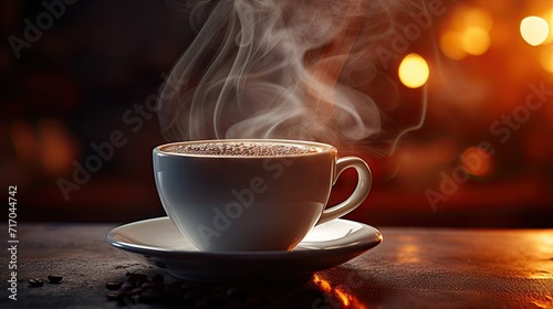 Aromatic allure: Steam rising from a hot coffee, inviting you to savor the moment.