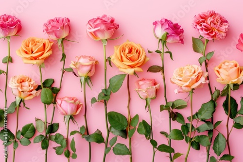 Composition of various roses. Floral background. For cards and banners