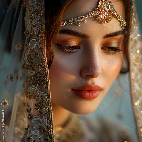 Close-up portrait of a beautiful bride