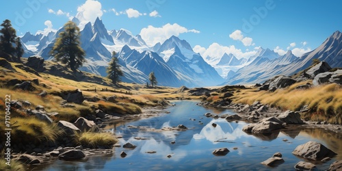 A tranquil Alpine Mountain Landscape 