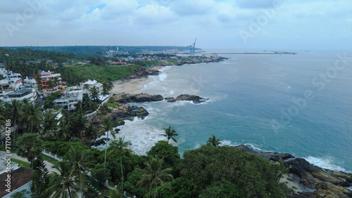 Kovalam beach, Arabian sea, Thiruvananthapuram, Kerala seascape view 