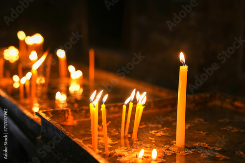 Lighted candles in the church