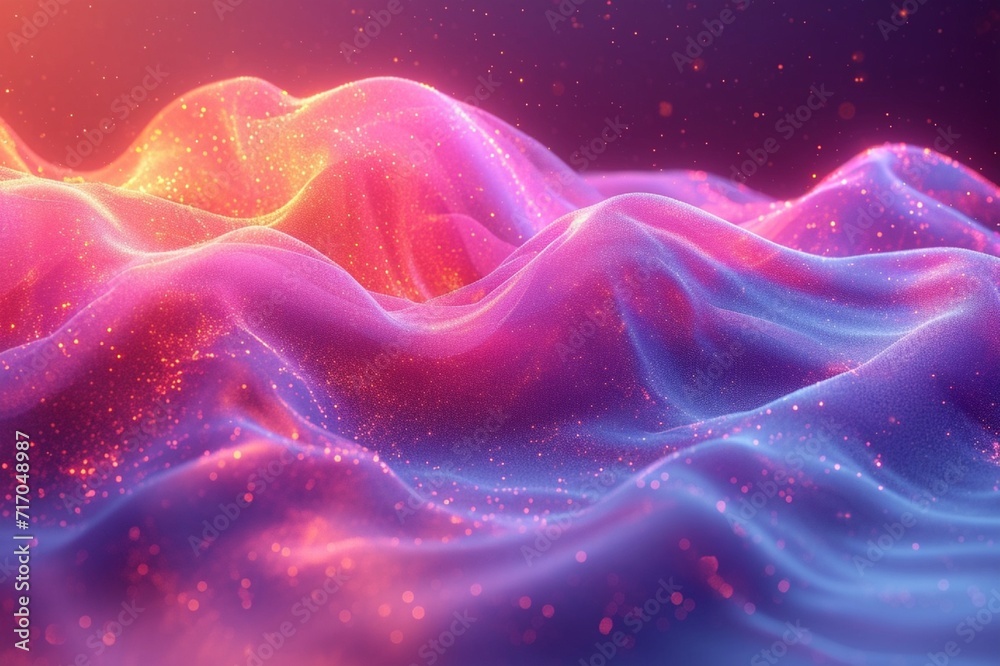 Vibrant neon wave in fluid 3D motion, iridescent. Set against a holographic, abstract colorful background. Realistic HD effect. Vibrant neon wave in fluid 3D motion, iridescent. Set against a holographic, abstract colorful background. Realistic HD effect.