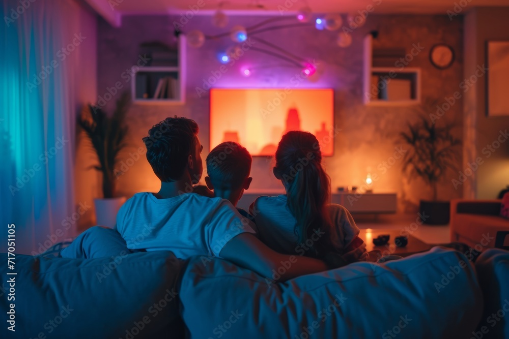 family watching tv together at home family watching tv together at home