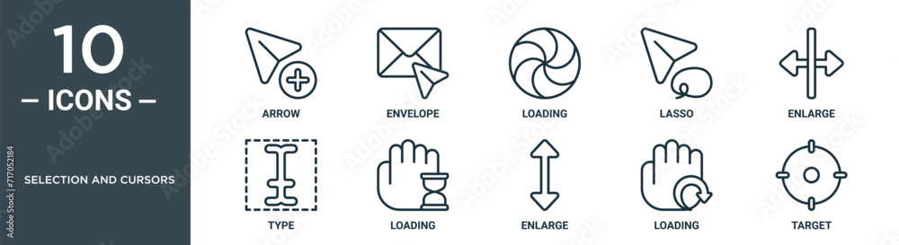 selection and cursors outline icon set includes thin line arrow ...