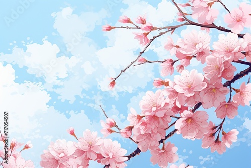 Japan Cherry Blossoms Beige Summer Vacation Background