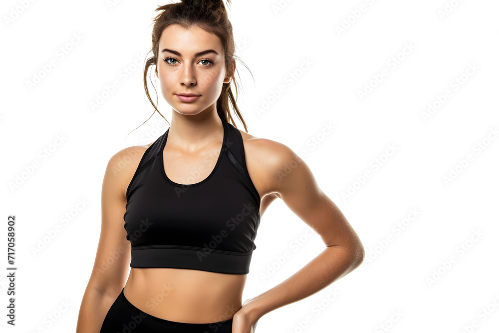 Beautiful athletic girl in fitness suit isolated on white background Beautiful athletic girl in fitness suit isolated on white background