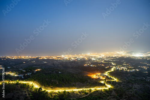 Panoramic night view of Fuengirola from Mijas, Costa del Sol, Andalusia, Spain © Vitali