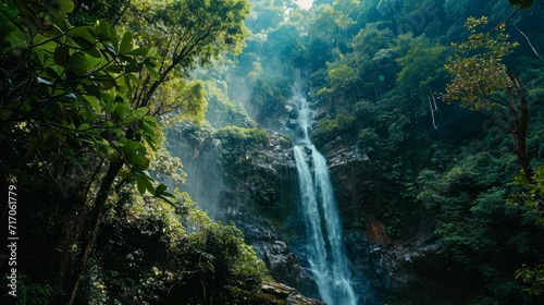 Wallpaper Mural From below of scenic chilasco waterfall flowing through steep rocky Torontodigital.ca