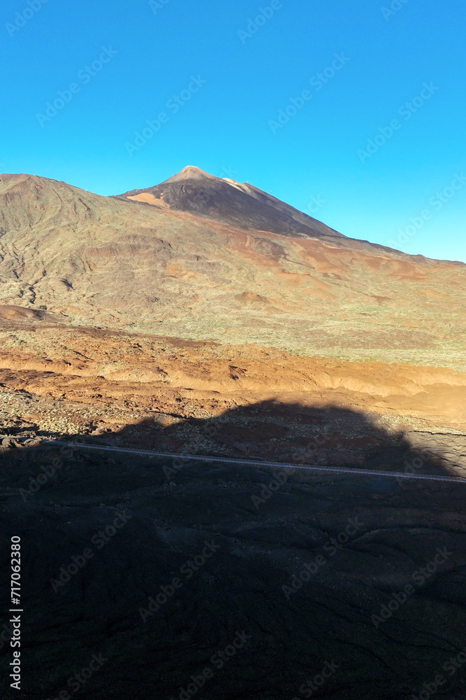 Lava formations, Teide volcano at sunset on the Tenerife island.