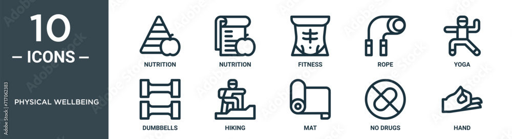 physical wellbeing outline icon set includes thin line nutrition ...