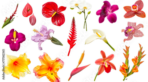 set of flowers  Collection of different colorful flowers  transparent background  isolated  png
