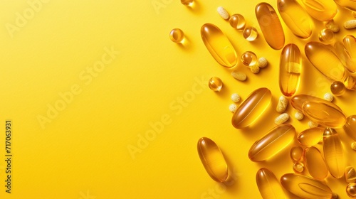 vitamin B tablets on yellow background photo