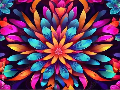 abstract colorful background with flowers, ai generated