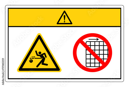 Caution Kickback Hazard Do Not Remove Guard Symbol Sign, Vector Illustration, Isolate On White Background Label .EPS10