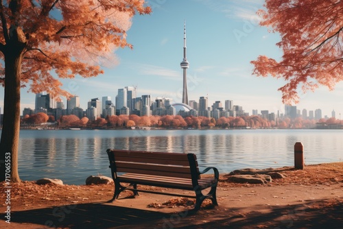 Toronto city skyline view with park and urban Generative AI